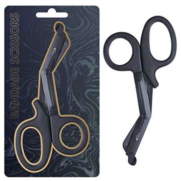 GREY Medical Trauma Shears 7.5", Black Non-Stick Blades, First Aid Nursing Safety Bandage Scissors… (1, Full Black)