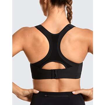 SYROKAN Women's Sports Bra Front Adjustable High Impact Support Padded Wireless Racerback Plus Size ...