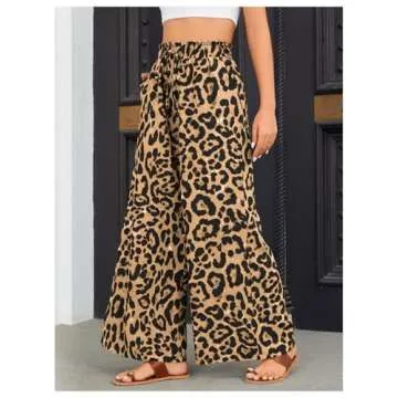 OYOANGLE Leopard Print Wide Leg Pants for Women