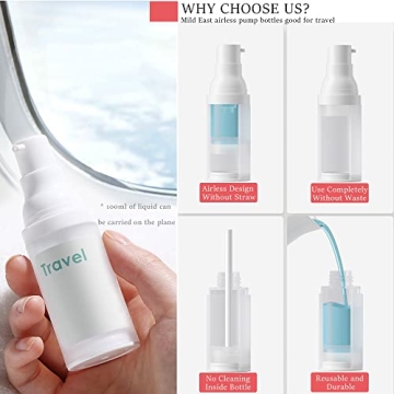 MILD EAST Airless Pump Bottles - Travel Friendly Containers