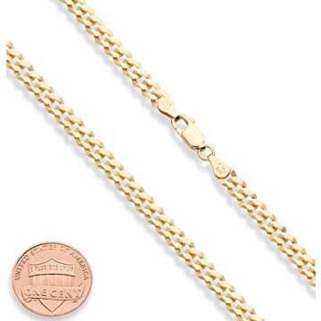 Miabella Solid 18K Gold Over 925 Sterling Silver Italian 5mm Diamond-Cut Cuban Link Curb Chain Neckl...