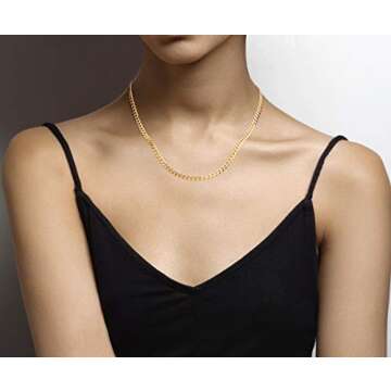 Miabella Solid 18K Gold Over 925 Sterling Silver Italian 5mm Diamond-Cut Cuban Link Curb Chain Necklace for Women Men, Made in Italy (18 Inches (women's average length))