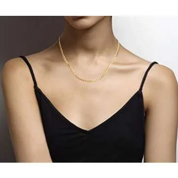 Miabella Solid 18K Gold Over 925 Sterling Silver Italian 5mm Diamond-Cut Cuban Link Curb Chain Necklace for Women Men, Made in Italy (18 Inches (women's average length))