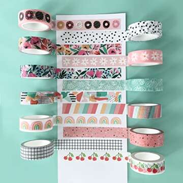 ZYNSHE Washi Tape Set of 12 Rolls of 15 mm Wide Cute Decorative Washi Tape for Journaling, Scrapbook...