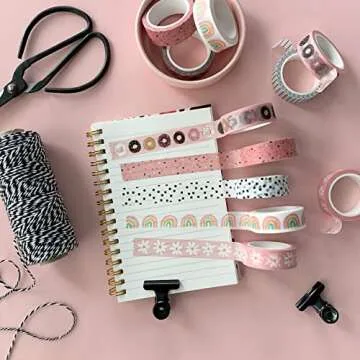 ZYNSHE Washi Tape Set of 12 Rolls of 15 mm Wide Cute Decorative Washi Tape for Journaling, Scrapbook, Washy Crafts, Bullet Journals, Planners, DIY Décor, Gift Wrapping, Craft Supplies (Retro)