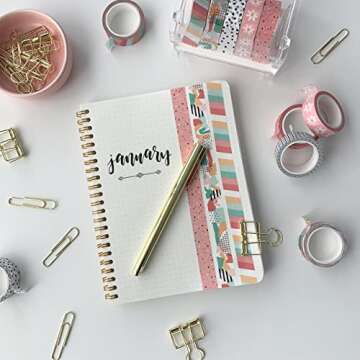 ZYNSHE Washi Tape Set of 12 Rolls of 15 mm Wide Cute Decorative Washi Tape for Journaling, Scrapbook, Washy Crafts, Bullet Journals, Planners, DIY Décor, Gift Wrapping, Craft Supplies (Retro)