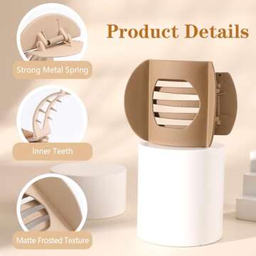 6 PCS Hair Clips, Square Flat Hair Claws, Secure Hold Inner Teeth Hair Claw Clips, Strong Hold Side Hair Clamps For Thick Thin Hair, Medium Classic Hair Barrettes for Styling Sectioning