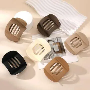 6 PCS Hair Clips, Square Flat Hair Claws, Secure Hold Inner Teeth Hair Claw Clips, Strong Hold Side Hair Clamps For Thick Thin Hair, Medium Classic Hair Barrettes for Styling Sectioning