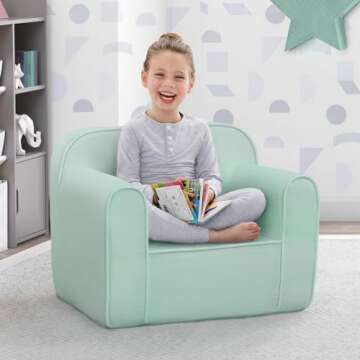 Delta Children Cozee Chair -Foam Kids Chair for Ages 18 Months and Up, Sage