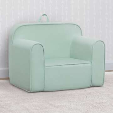 Delta Children Cozee Chair -Foam Kids Chair for Ages 18 Months and Up, Sage