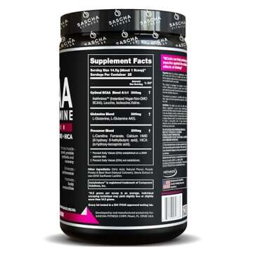 SASCHA FITNESS BCAA 4:1:1 + Glutamine, HMB, L-Carnitine, HICA | Powerful and Instant Powder Blend wi...