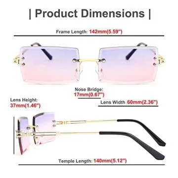 FEISEDY Vintage Frameless Sunglasses Stylish UV Protection