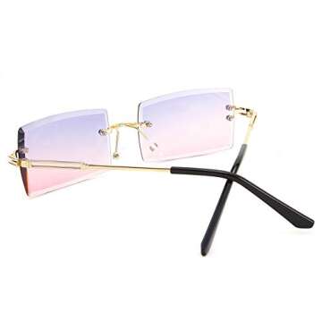 FEISEDY Vintage Frameless Sunglasses Stylish UV Protection