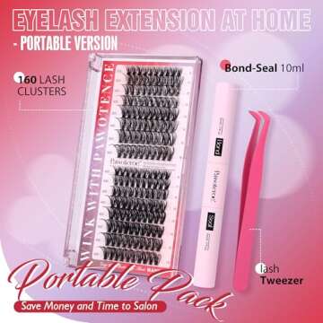 Pawotence Lash Extension Kit Individual Lash Clusters Kit 9-16mm 30D 40D Cluster Eyelash Extensions ...