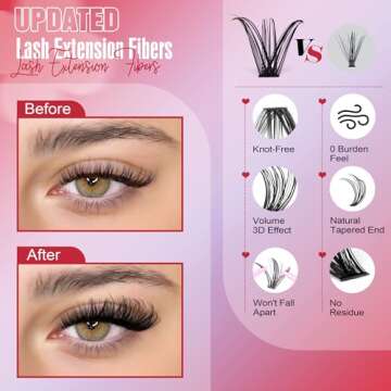 Pawotence Lash Extension Kit Individual Lash Clusters Kit 9-16mm 30D 40D Cluster Eyelash Extensions Kit with Lash Bond and Seal, Lash Tweezers for Self Use (30D&40D, 0.07D, 9-16mm, Portable Kit)