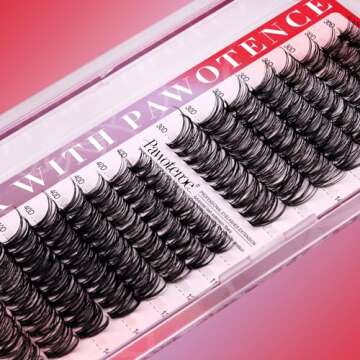 Pawotence Lash Extension Kit Individual Lash Clusters Kit 9-16mm 30D 40D Cluster Eyelash Extensions Kit with Lash Bond and Seal, Lash Tweezers for Self Use (30D&40D, 0.07D, 9-16mm, Portable Kit)