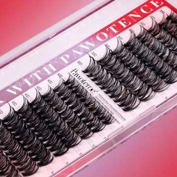 Pawotence Lash Extension Kit Individual Lash Clusters Kit 9-16mm 30D 40D Cluster Eyelash Extensions Kit with Lash Bond and Seal, Lash Tweezers for Self Use (30D&40D, 0.07D, 9-16mm, Portable Kit)