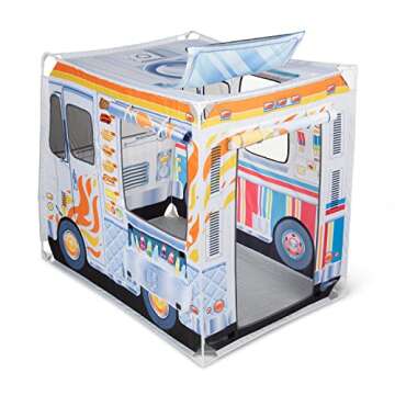 Melissa & Doug Fabric Double-Sided Food Truck Play Tent - Ice Cream And BBQ Role Play Toy Food Truck Tent, For Kids Ages 3+