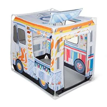 Melissa & Doug Fabric Double-Sided Food Truck Play Tent - Ice Cream And BBQ Role Play Toy Food Truck Tent, For Kids Ages 3+