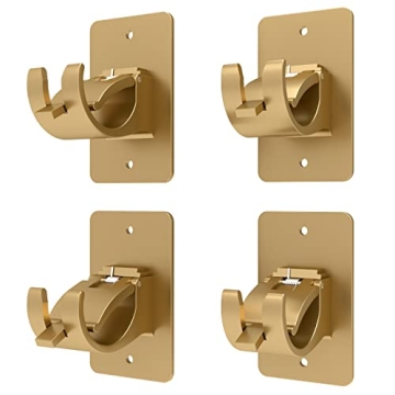 4PCS No Drill Curtain Rod Brackets - Self-Adhesive, Universal & Adjustable