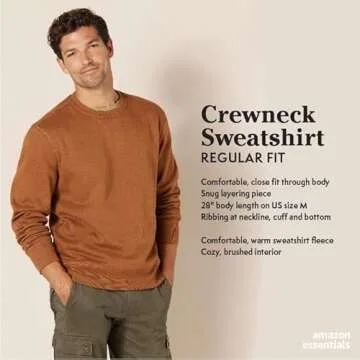 Amazon Essentials Men's Fleece Crewneck Sweatshirt - Nutmeg, Medium (Available in Big & Tall Sizes)