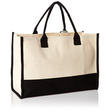 Mud Pie Classic Black and White Initial Canvas Tote Bags (C), 100% Cotton, 17" x 19" x 2"