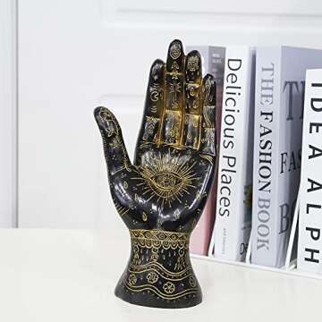 Palmistry Hand Resin Statue Telling Palm Reading, Ancient Mystical Palm with Lines and Symbols Sculp...