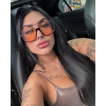 GUVIVI Retro Oversized Aviator Sunglasses for Women Men Square Semi-Rimless Double Bridge Sun Glasses 70s Trendy Shades Pilot-style Brown Pink