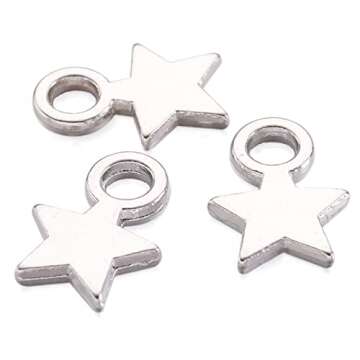 Pandahall 100pcs Tibetan Style Tiny Blank Stamping Tag Charms Pendants Christmas Star Silver 10x8x2m...