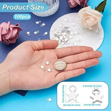 Pandahall 100pcs Tibetan Style Tiny Blank Stamping Tag Charms Pendants Christmas Star Silver 10x8x2mm for DIY Jewelry Making