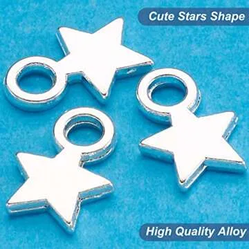 Pandahall 100pcs Tibetan Style Tiny Blank Stamping Tag Charms Pendants Christmas Star Silver 10x8x2mm for DIY Jewelry Making