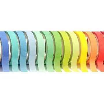 Baijixin Washi Tape Set 20 Rolls - 7.5 mm Rainbow Colors Thin Washi Masking Tape Decorative Tape for Bullet Journal, Planner, DIY Arts Crafts, Scrapbooking, Holiday Decoration