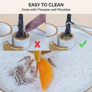 ZenBless Multifunction Incense and Candle Holder for Burning Sage, Palo Santo, Incense Sticks - 5.9" Ceramic Ash Catcher Tray for Meditation Room Home Decor (Gold)