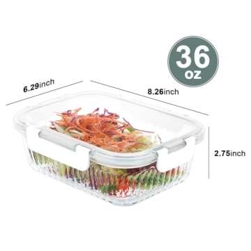 KOMUEE 36oz Glass Food Storage Containers - 5 Pack