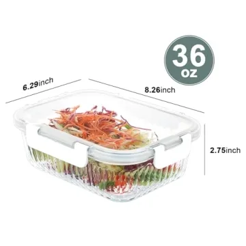 KOMUEE 36oz Glass Food Storage Containers - 5 Pack