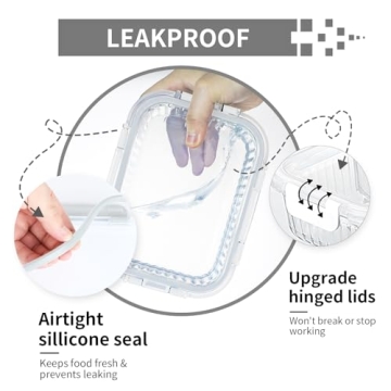 KOMUEE 36oz Glass Food Storage Containers - 5 Pack