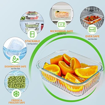 KOMUEE 36oz Glass Food Storage Containers - 5 Pack