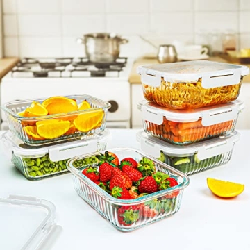 KOMUEE 36oz Glass Food Storage Containers - 5 Pack