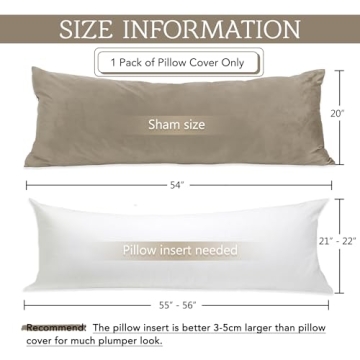 Luxurious Camel Beige Velvet Body Pillow Cover 20x54