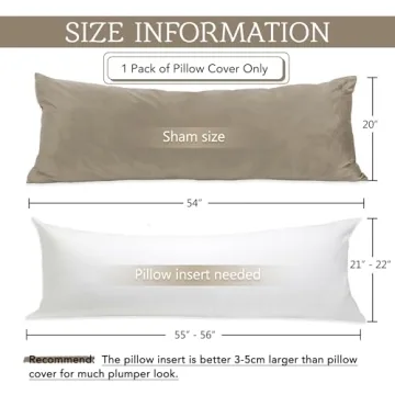 Luxurious Camel Beige Velvet Body Pillow Cover 20x54