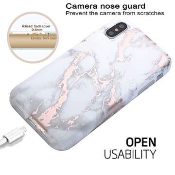 Stylish BAISRKE Rose Gold Marble iPhone X XS Case