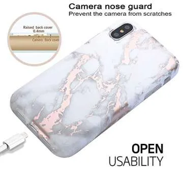 Stylish BAISRKE Rose Gold Marble iPhone X XS Case