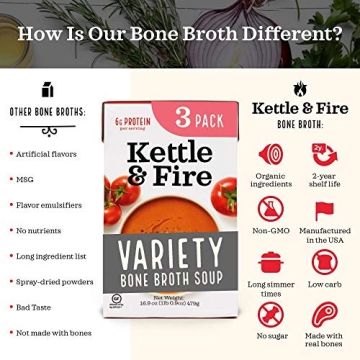 Kettle and Fire Bone Broth Soup 3 Pack Variety