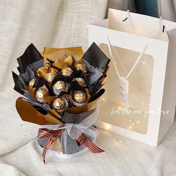 Gloreyan 20 Sheets Double Sided Golden Flower Wrapping Paper Black Waterproof Fresh Flower Packing Material Florist Bouquet Supplies DIY Craft Gift Packing(Black)