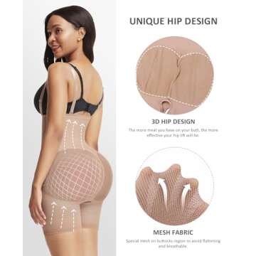 FeelinGirl Full Body Shaper for Women Seamless Butt Lifter Shapewear Shorts Tummy Control Shaper Bei...