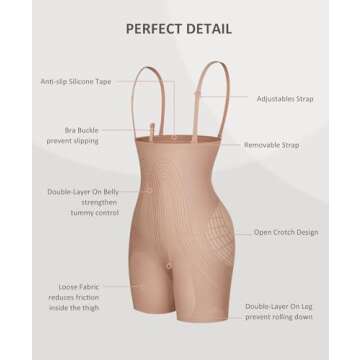 FeelinGirl Full Body Shaper for Women Seamless Butt Lifter Shapewear Shorts Tummy Control Shaper Beige XS/S