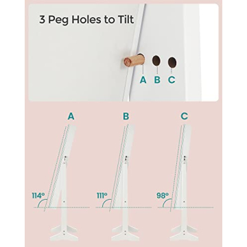 SONGMICS Mirror Jewelry Cabinet with LED Lights and Lock