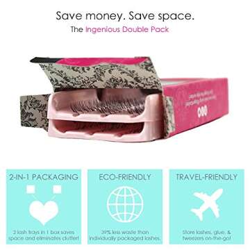 Elegant Lashes Trio Flare - X-SHORT Black Individual Lashes (Double Pack - 2 Trays)