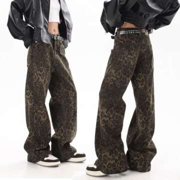Trendy Cheetah Print Wide Leg Cargo Pants for Women | Aiyify