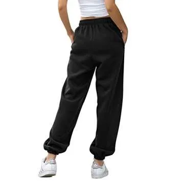 Womens Sweatpants for Teen Girls Sweatpants Fall Cinch Bottom Maternity Sweatpants High Waisted Athletic Workout Dance Joggers Lounge Pants with Pockets Black S